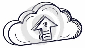 Cloud with arrow up, cloud computing and data upload icon. vector design Generative AI
