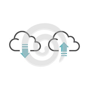 Cloud and arrow up and down black vector icon