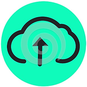 Cloud arrow vector icon isolated on green background. Cloud service database.