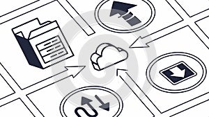 Cloud with arrows, cloud computing and data flow symbol vector design Generative AI