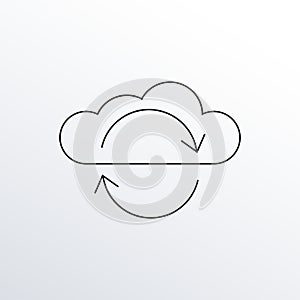 Cloud with arrows line icon. Data Sync, Information technology outline symbol. Vector illustration.