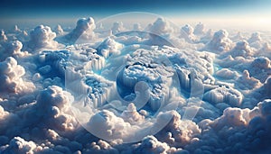 Cloud Atlas: World Map Formed by Billowing Clouds