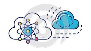 Cloud with Atom, Quantum Computing and Scientific Research, vector design Generative AI