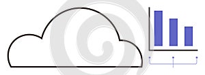 Cloud with Bar Graph Representing Data Storage and Analytics