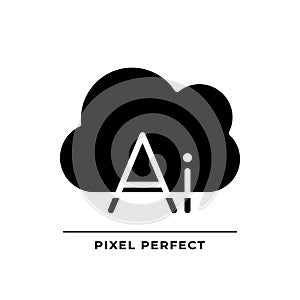 Cloud based AI black glyph icon