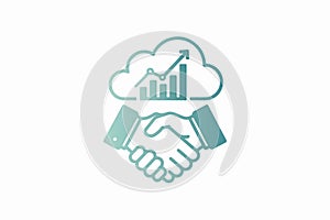 Cloud based business growth and partnership icon