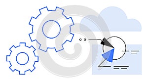 Cloud-Based Data Processing and Analytics Concept with Gears and Charts