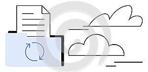 Cloud-Based Document Storage and Synchronization with Digital Folder and Data Transfer Visual