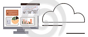 Cloud-Based E-Commerce Analysis Display with Data Charts and Graphs