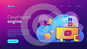 Cloud based engine concept landing page.