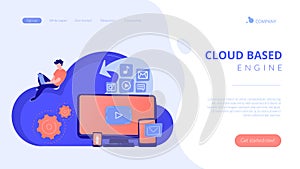 Cloud based engine concept landing page.