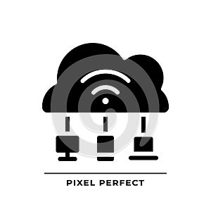 Cloud based IoT black glyph icon