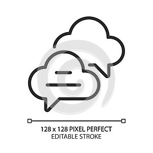 Cloud based live chat pixel perfect linear icon