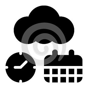 Cloud Based Scheduling Glyph Solid Icon