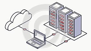 Cloud-Based Server Infrastructure and Data Network Diagram, vector design Generative AI
