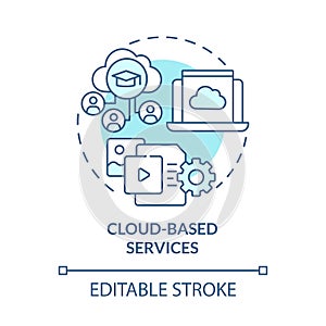 Cloud-based services blue concept icon