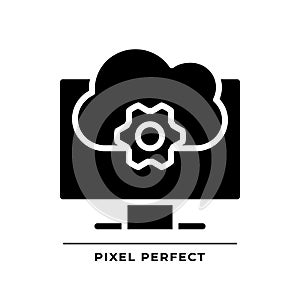 Cloud based software black glyph icon