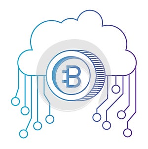 Cloud with bitcoin commerce technology icon