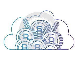 Cloud with bitcoin commerce technology icon
