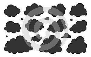 Cloud black weather widget climate silhouette set