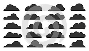 Cloud black weather widget climate silhouette set