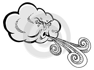Cloud Blowing Wind Drawing Cartoon