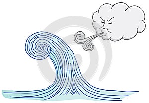 Cloud Blowing Windy Tidal Wave Cartoon