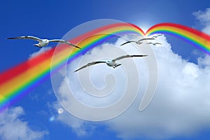 Cloud blue sky background cloudy texture rainbow.