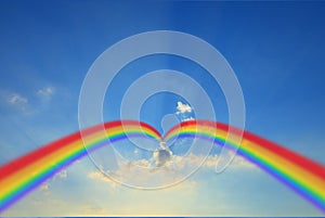 Cloud blue sky background cloudy texture rainbow.