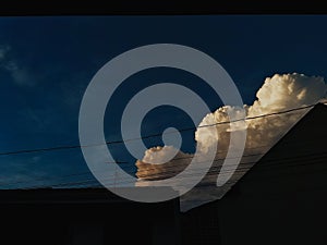 Cloud, blue sky and light wire