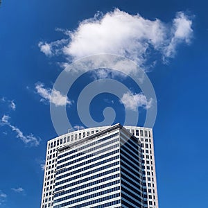 Cloud and blue sky over skyscrapper top photo