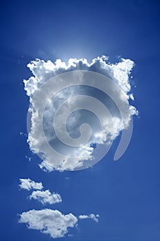 Cloud on blue sky sun backlight light halo photo