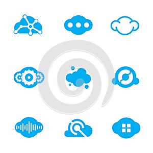 Cloud blue technology of future science application design logo icons