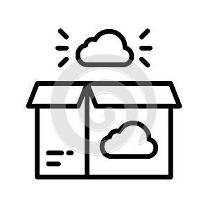 Cloud Box vector outline Icon Design illustration. Cloud computing Symbol on White background EPS 10 File