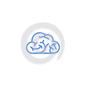 Cloud Brain flat outline style logo template