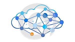 Cloud Brain Network: AI and Neural Computing Concept, vector design Generative AI