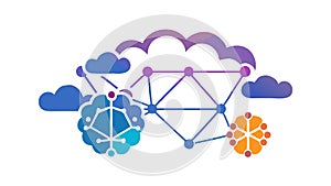 Cloud Brain Network, Cognitive Cloud Computing, vector design Generative AI