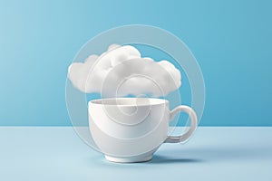 Cloud breakfast table background idea white cup morning mug drink design blue coffee