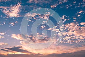 Cloud in bright rainbow colors and Colorful smooth sky in dusk