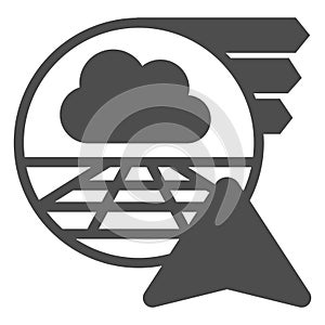 Cloud bubble with navigation cursor solid icon, neural network concept. Vector graphics. Remote visualization of spaces