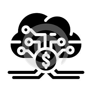 cloud business intelligence glyph icon vector illustration