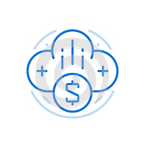 Cloud business surfing vector line icon. Online investment management and remote marketing connectivity.