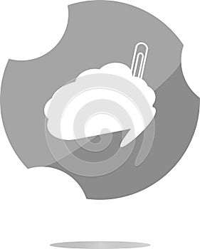 Cloud button with clip, web icon isolated on white