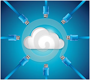 Cloud cable connections illustration design