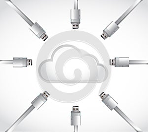 Cloud cable connections illustration design