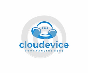 Cloud calling technology logo design. Cloud communication vector design