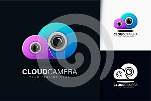 Cloud camera logo design with gradient