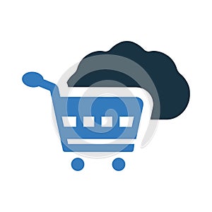 Cloud, cart, shopping icon. Editable vector graphics.