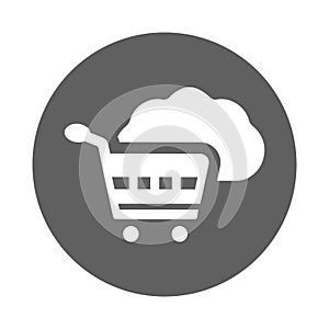 Cloud, cart, shopping icon. Gray vector sketch.