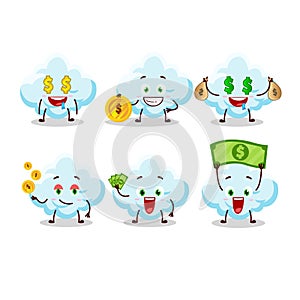 Cloud cartoon character with cute emoticon bring money